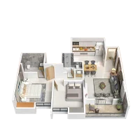 2 BHK Floor Plan at 18 Altitude Chinchwad Pune